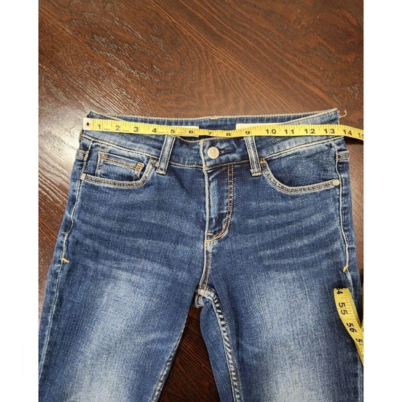 Pilcro and the Letterpress Womens Distressed Dark Wash Script Skinny Jeans Sz 25 - Picture 7 of 10